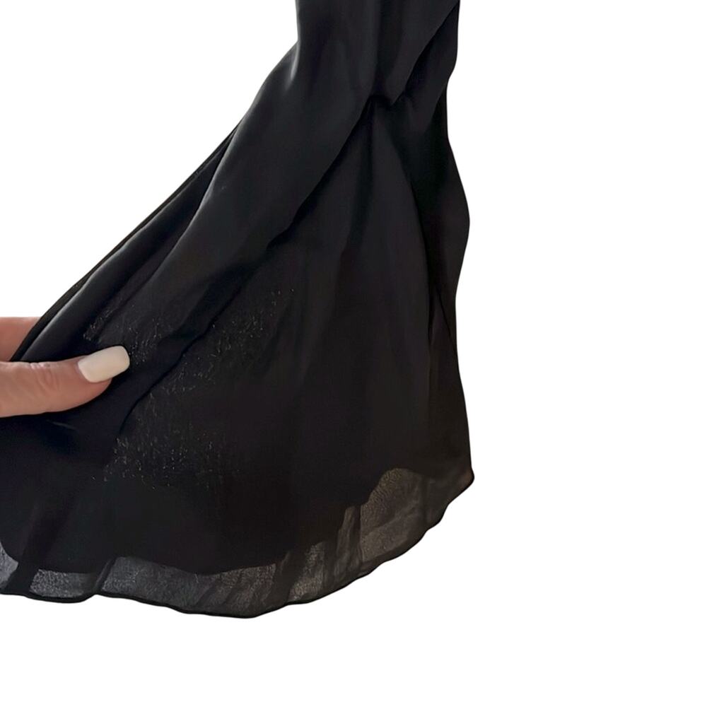 Commense Black Sheer Ruffle Front Blouse - Picture 3 of 8